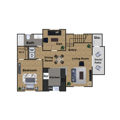 Pioneer Meadows One Bedroom One Bathroom B Floor Plan